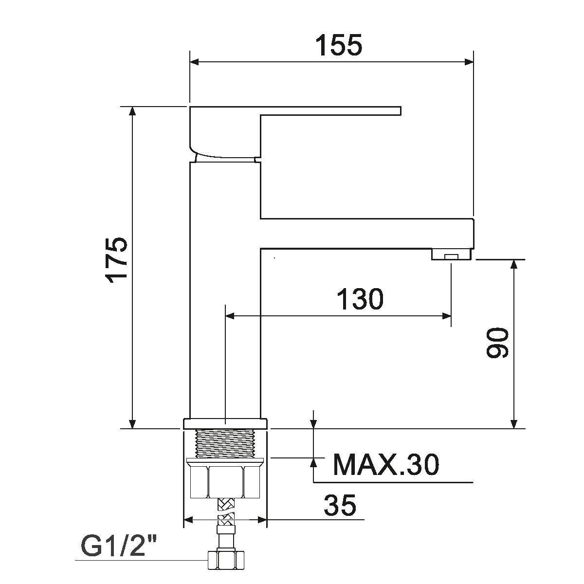 SL144-001F Смеситель для умывальника, Ø35