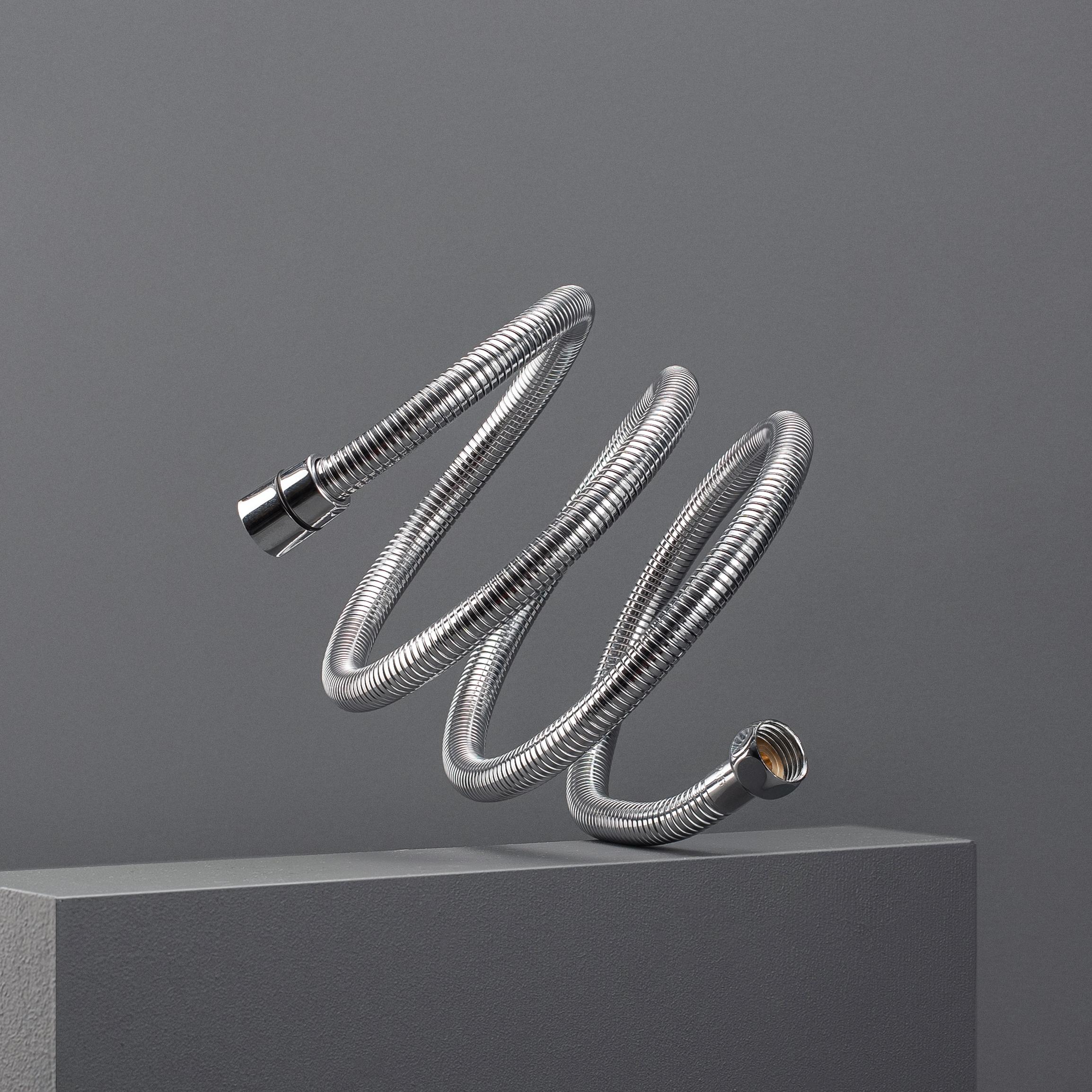 SH 08 Шланг для душа с двойным замком и с мелким шагом плетения, растяжной (150см-190 см), хром