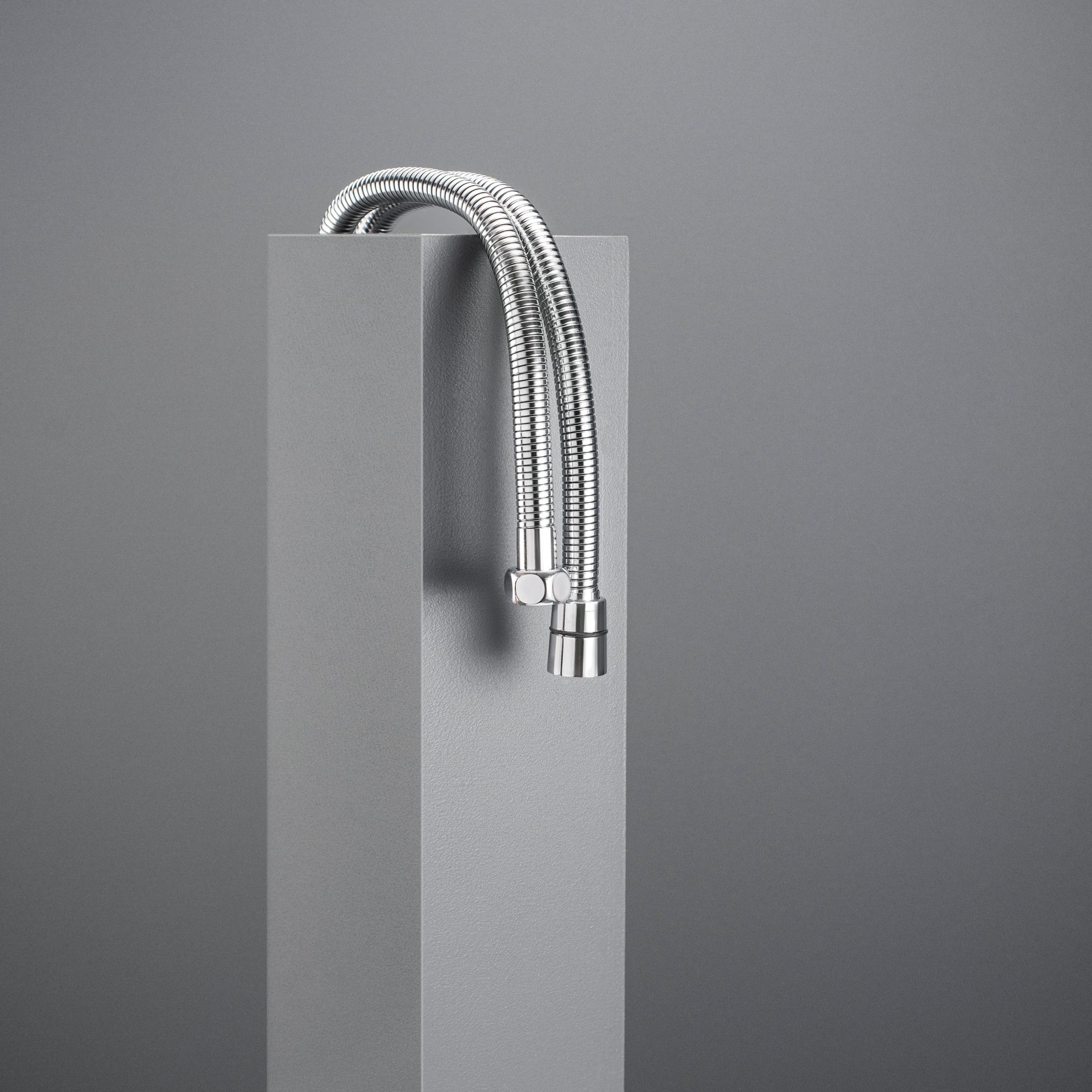 SH 08 Шланг для душа с двойным замком и с мелким шагом плетения, растяжной (150см-190 см), хром