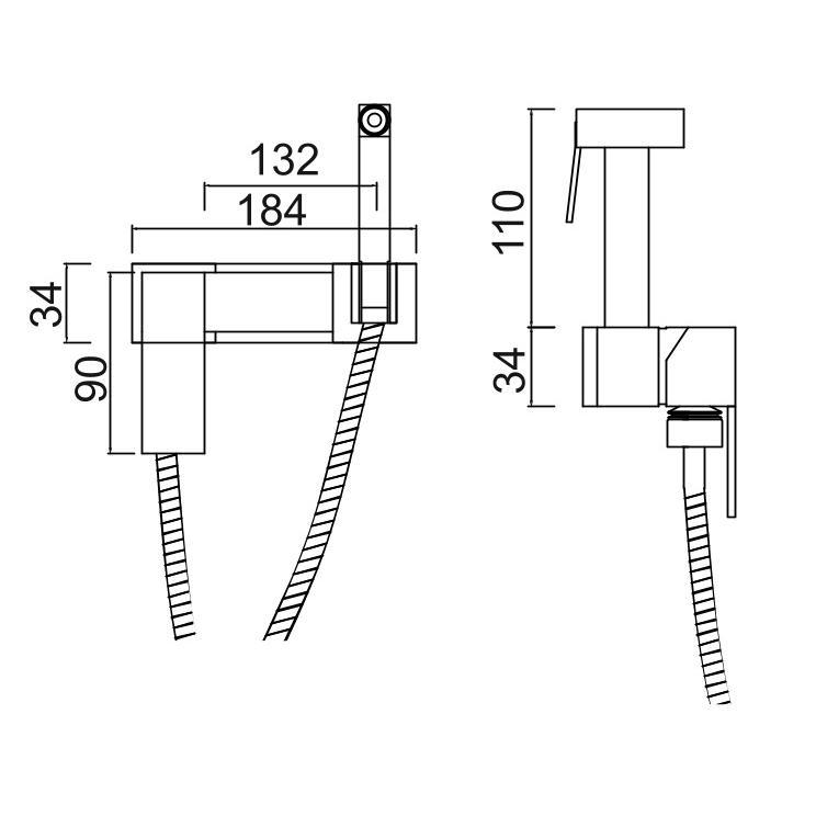 SUS129-6-2 Смеситель с гигиеническим душем,ø25