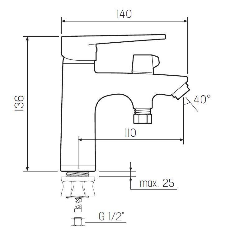 SL141-001F-1 Смеситель для умывальника с душем, Ø35