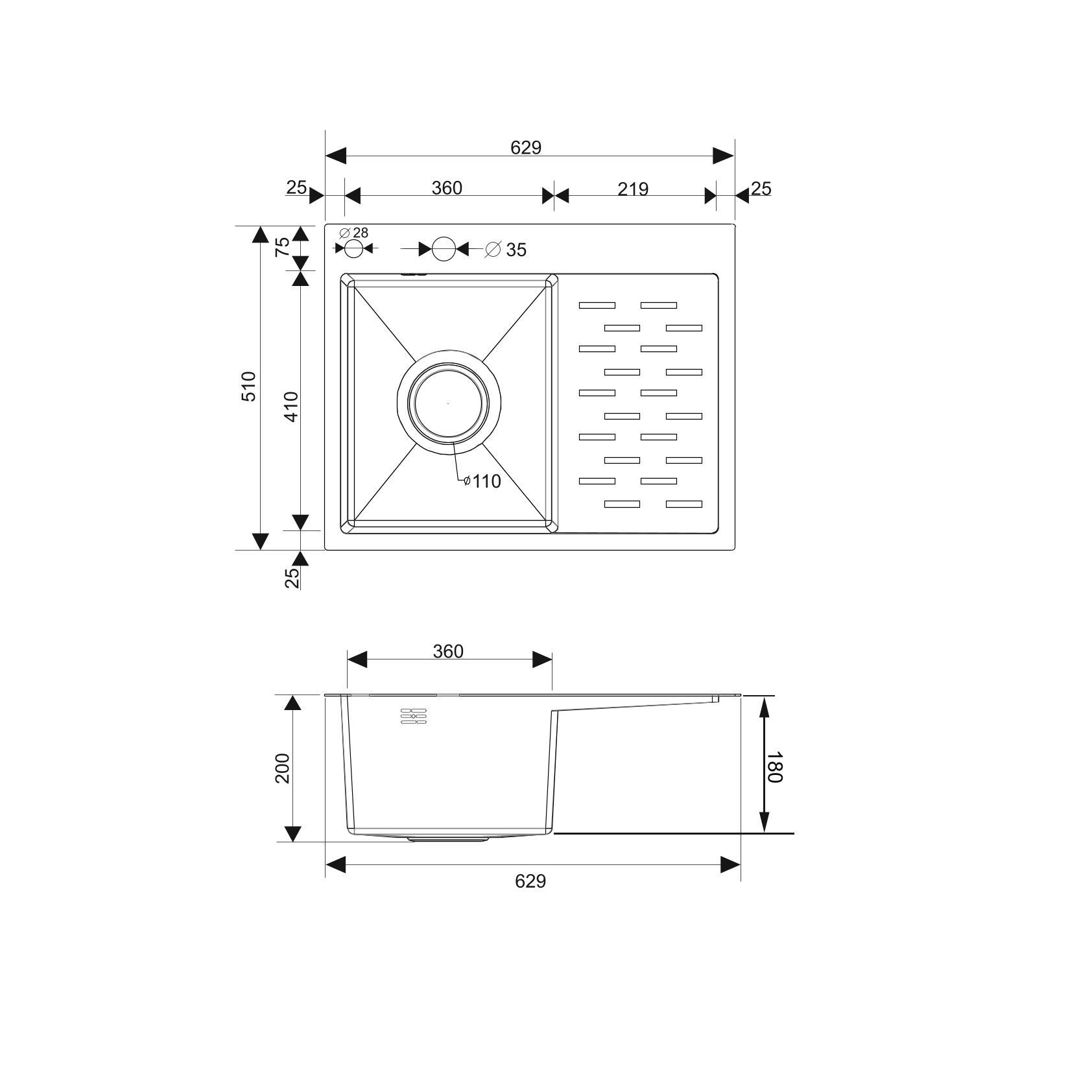 MRK-6350L Набор 2  в 1 РМС/ кухонная мойка с правым крылом + дозатор