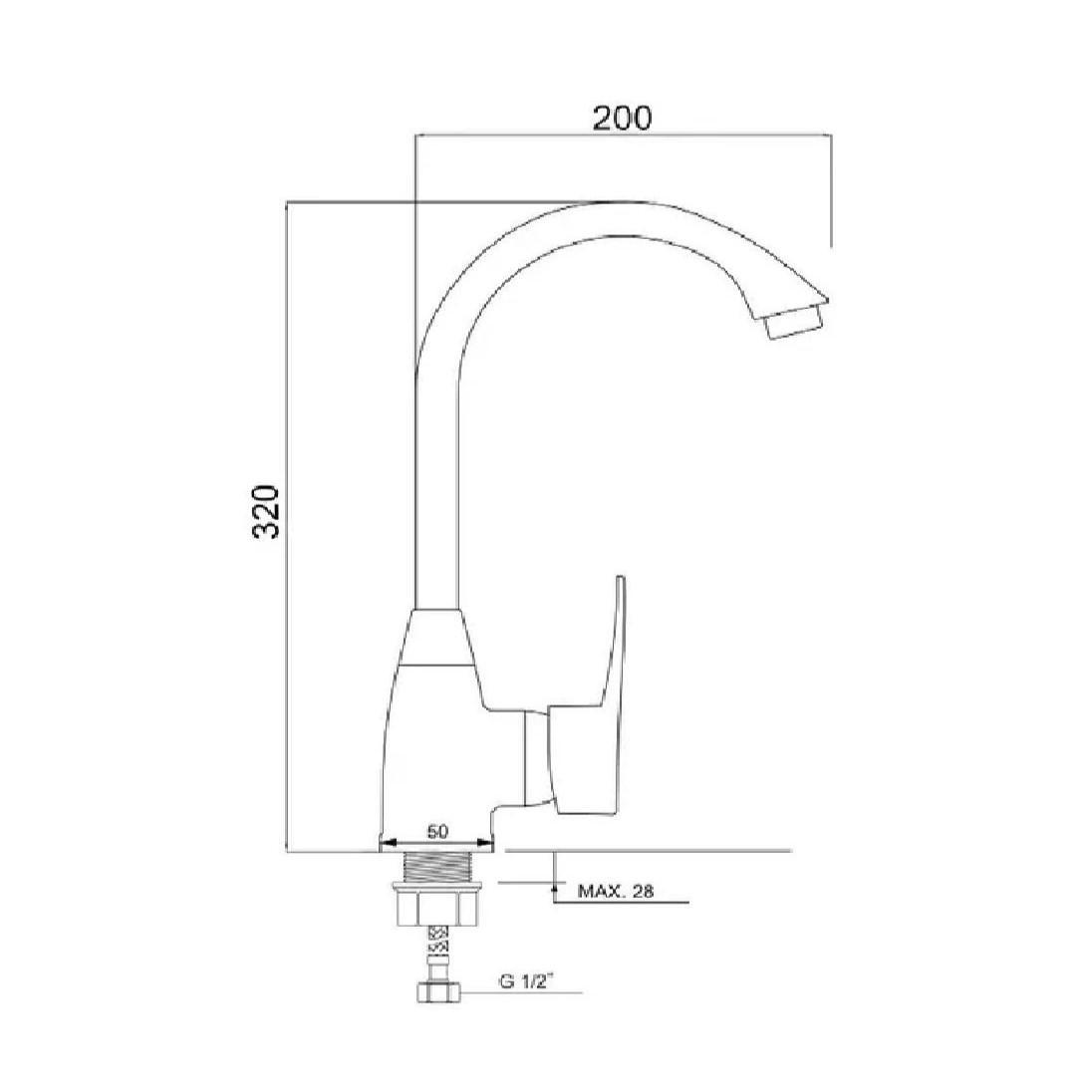 PL5-017F-1 Смеситель для кухни с высоким изливом из высокопрочного пластика- БЕЛЫЙ