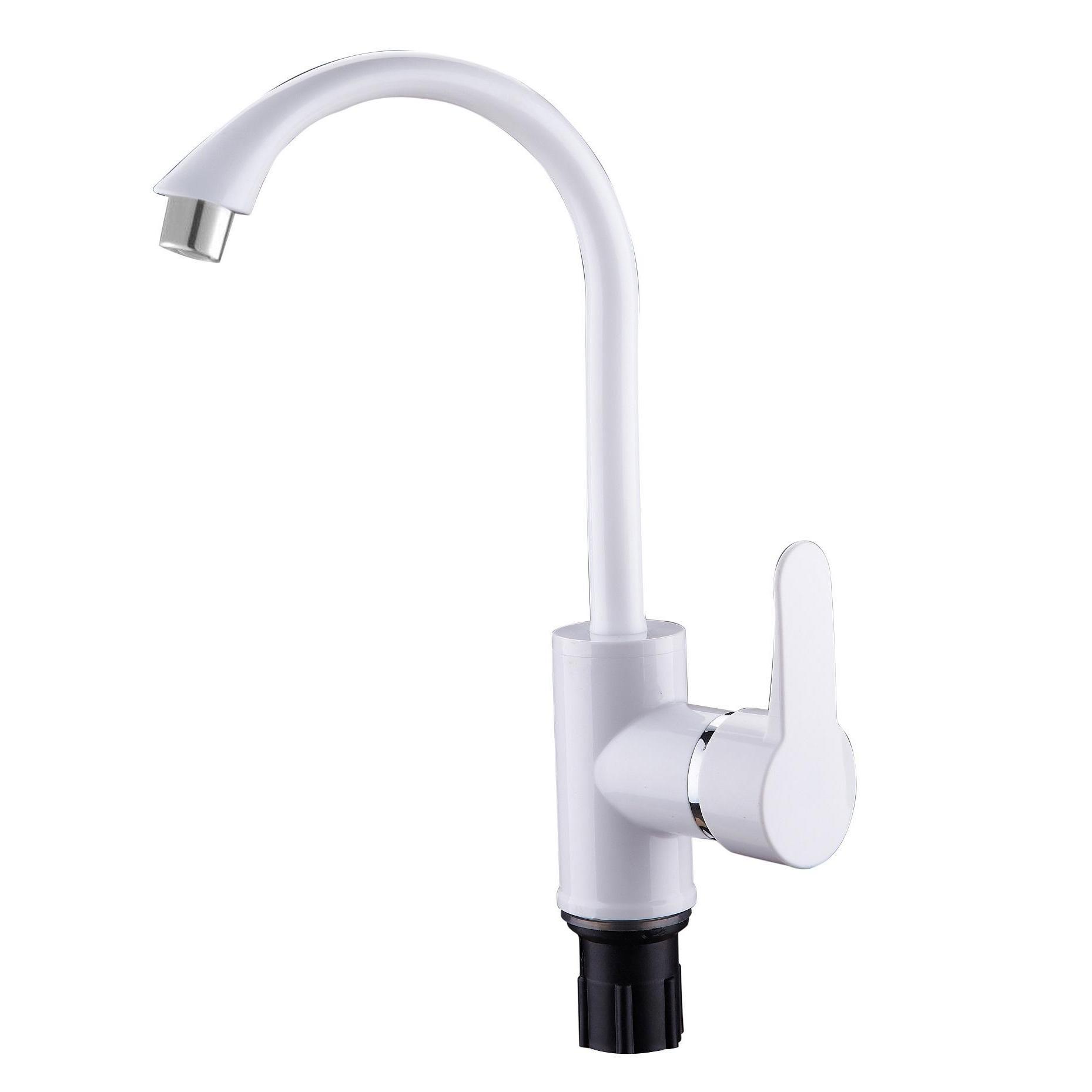 PL5-017F-1 Смеситель для кухни с высоким изливом из высокопрочного пластика- БЕЛЫЙ