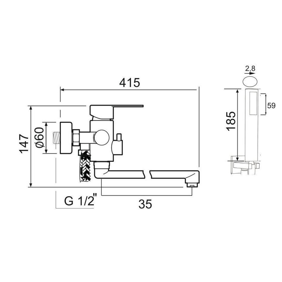 SUS124-006EP Смеситель для ванны, ø35