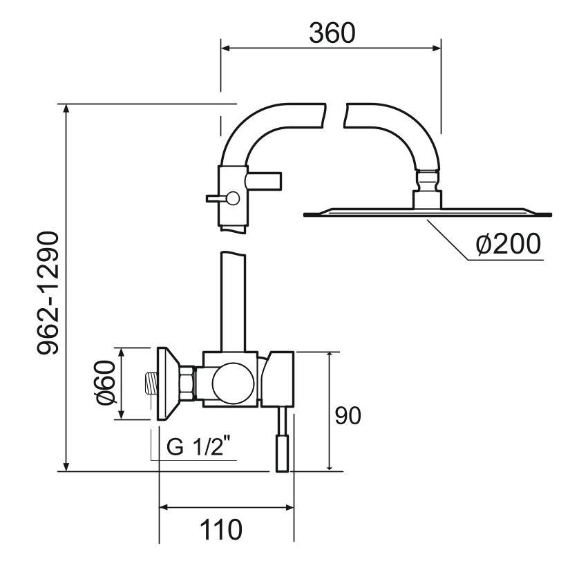 SUS124-003DK-3 Душевая система, ø35