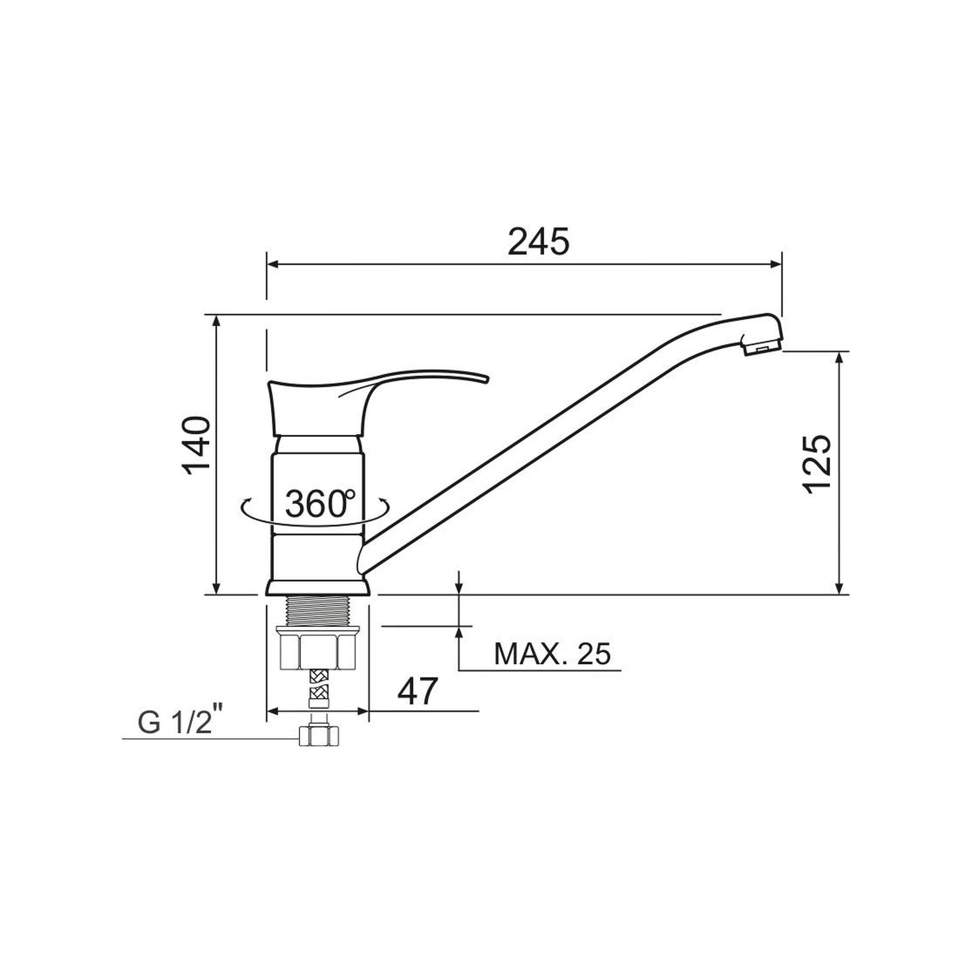 SL86-004FBS-25 Смеситель для кухни, ø35