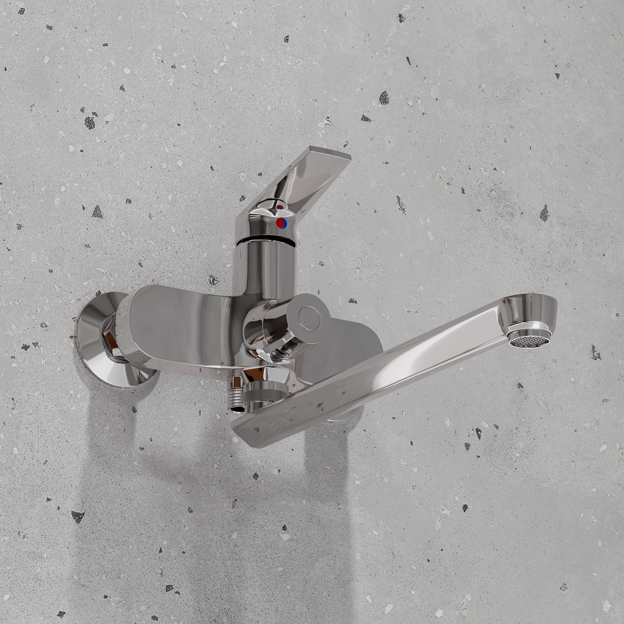 PL7CH-006E Смеситель для ванны с длинным изливом из высокопрочного пластика-Хром