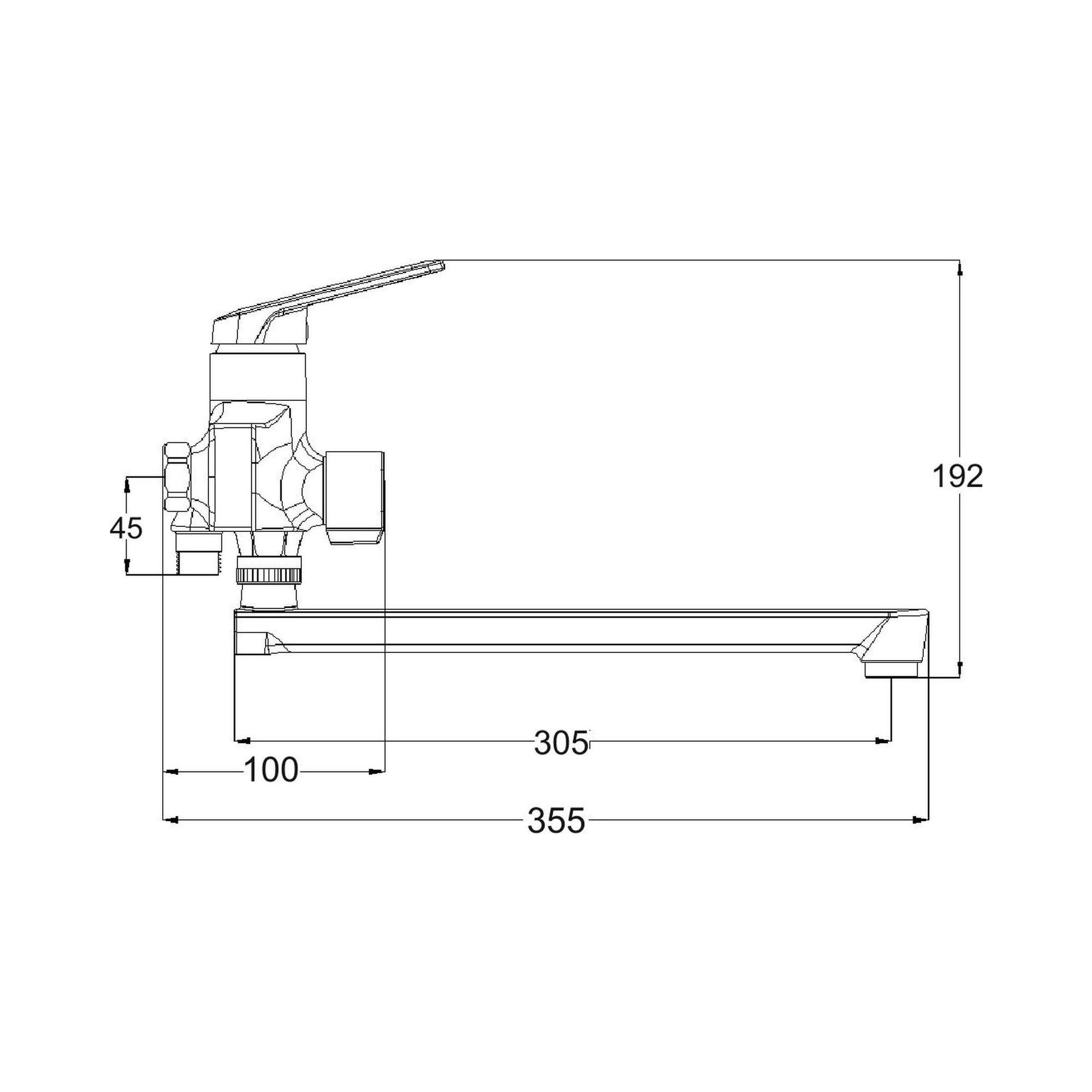 PL7CH-006E Смеситель для ванны с длинным изливом из высокопрочного пластика-Хром