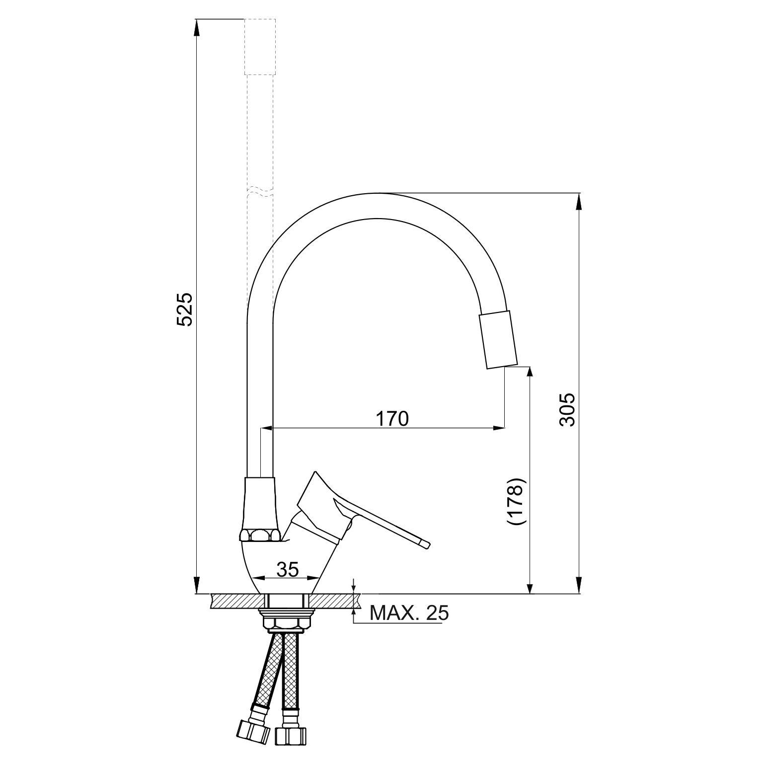 SL137BL-016F Смеситель для кухни, ø35