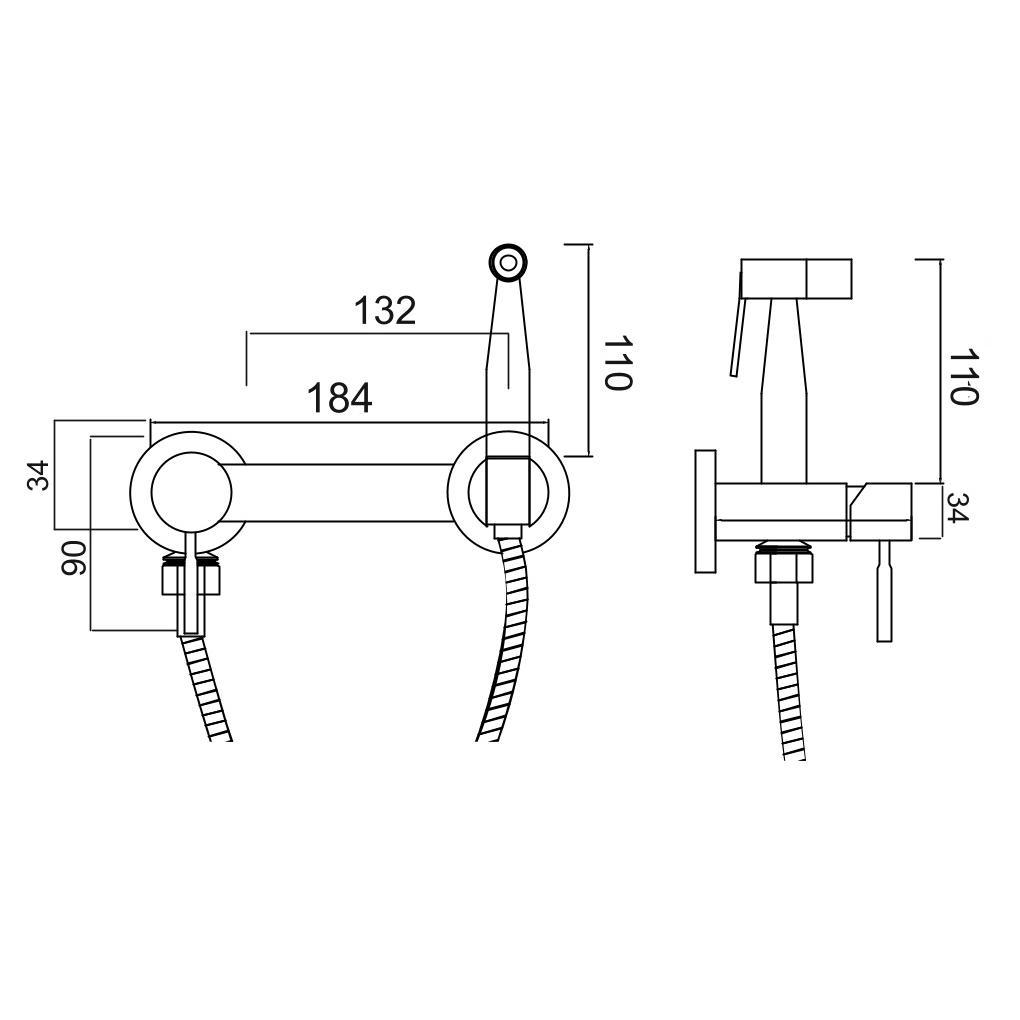 SUS129-5-2 Смеситель с гигиеническим душем, ø25