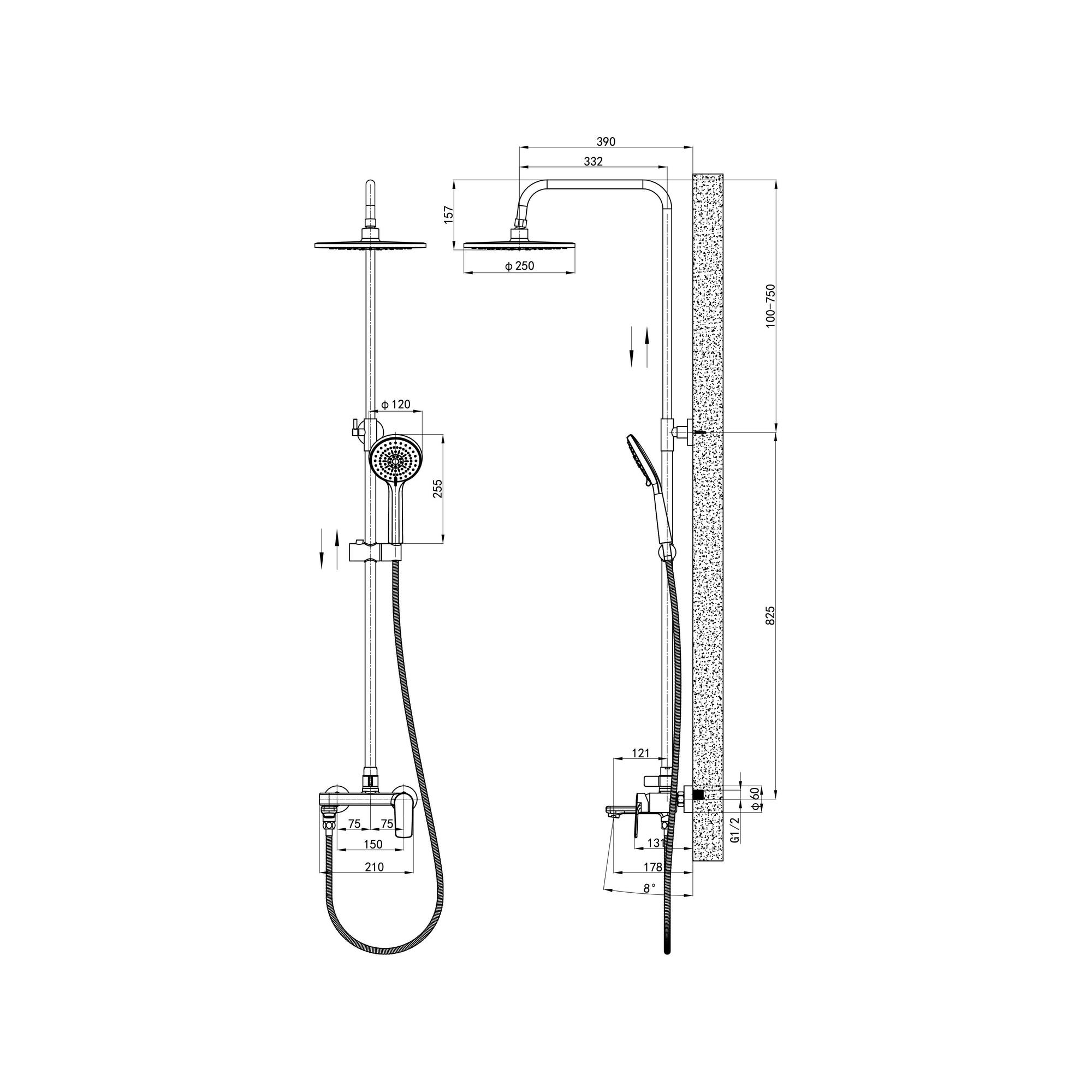 03-Д1001-21 Душевая система с тропическим душем, ø35