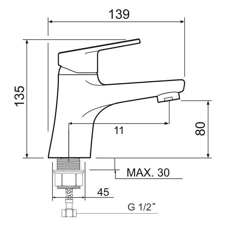 SL132-001F  Смеситель для умывальника, ø35