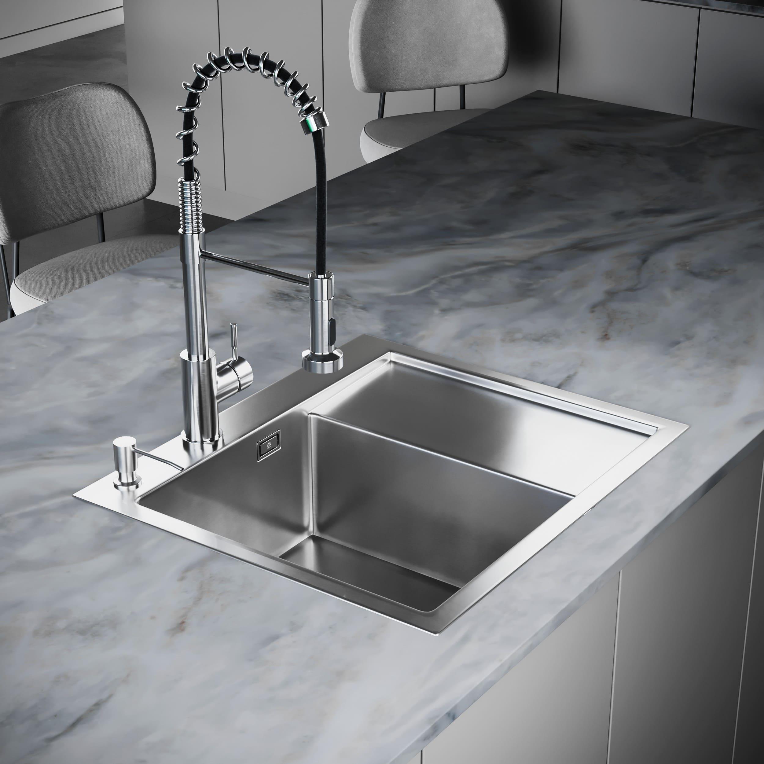 MRK-5851L Набор 2 в 1 РМС/ кухонная мойка с правым крылом + дозатор