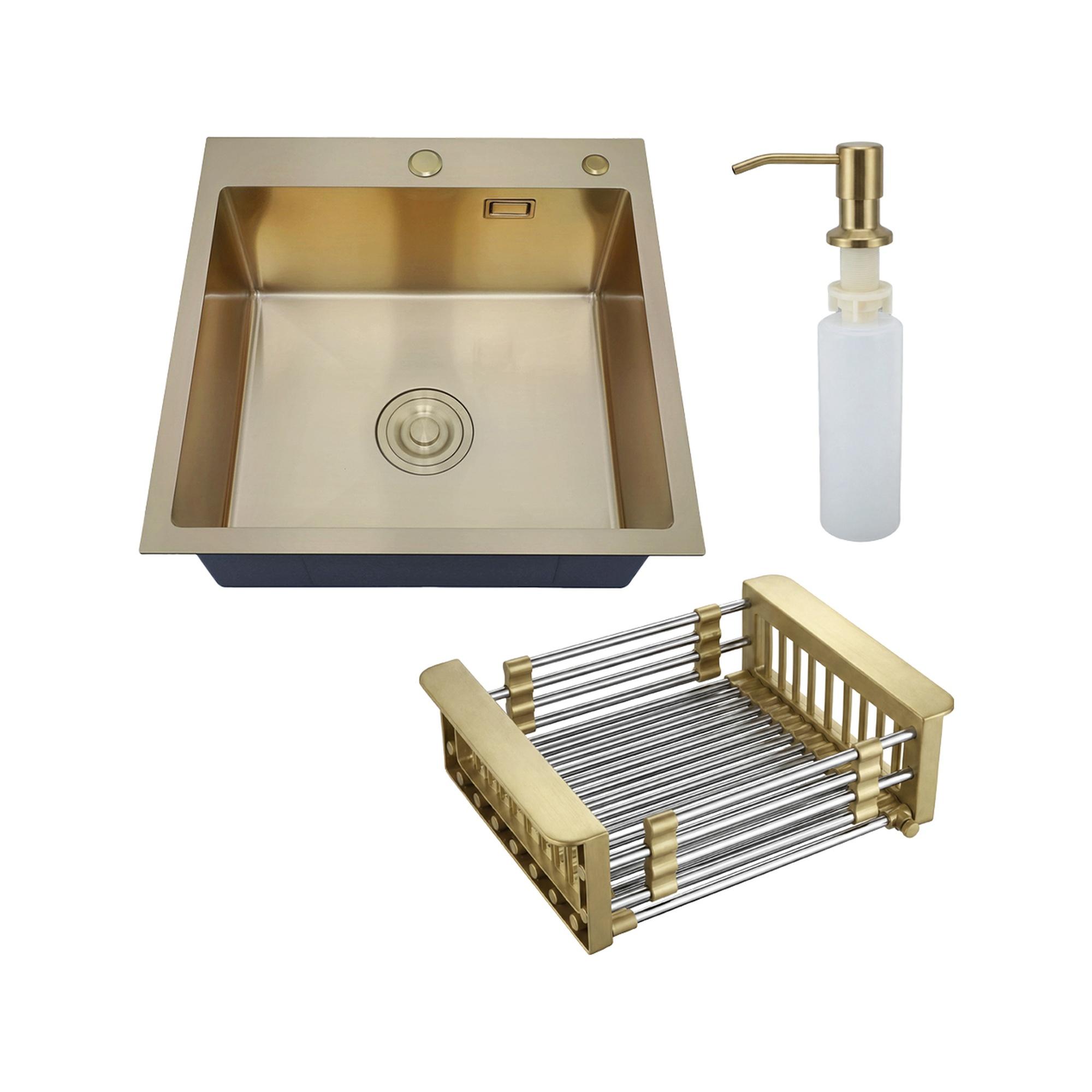 MR-5050G Набор 3 в 1 РМС (кухонная мойка+ корзина раздвижная+ дозатор врезной)