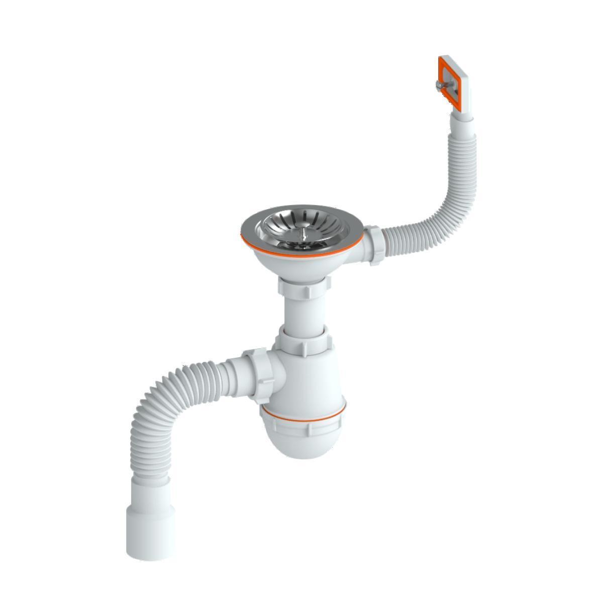 Сифон "РМС" СЕМ-П (П) для мойки (прямоугольный перелив пластиковый шток)