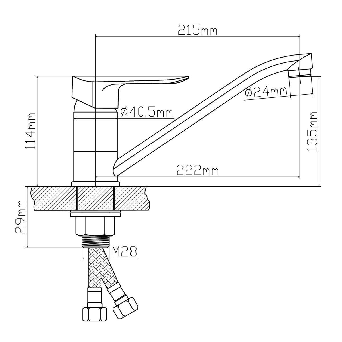 B8274-14 Смеситель для кухни из Латуни, ø35