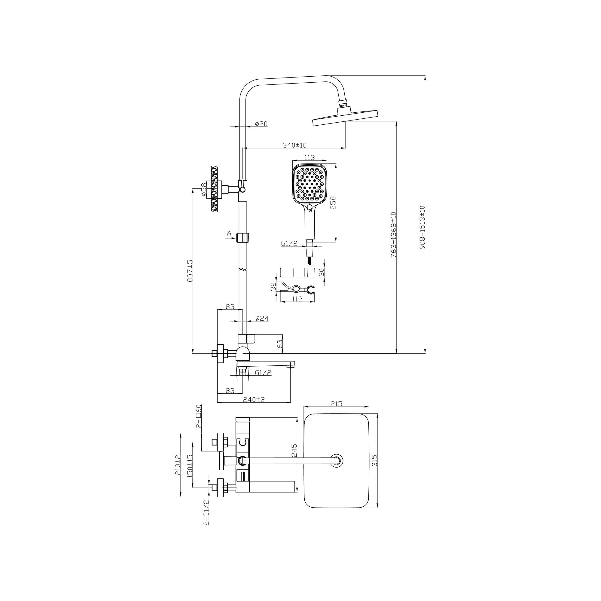 ВС-Д1001-11 Душевая система с тропическим душем, ø35