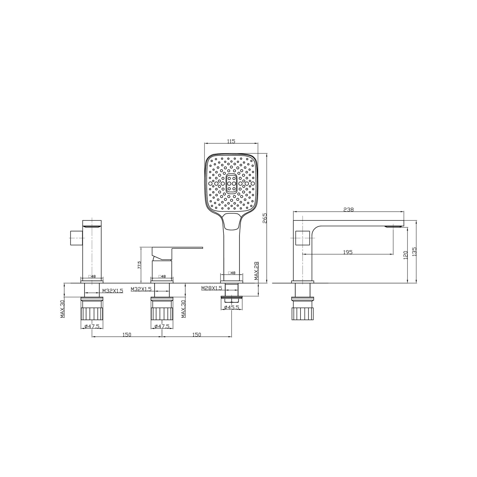 ПР-В1401-11 Смеситель для ванны, ø35