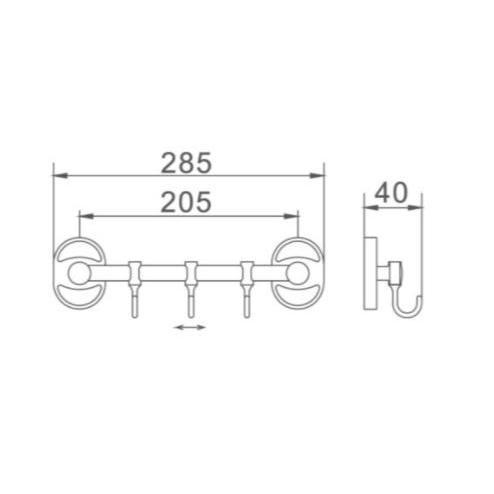 A5023 Держатель для полотенец на три крючка