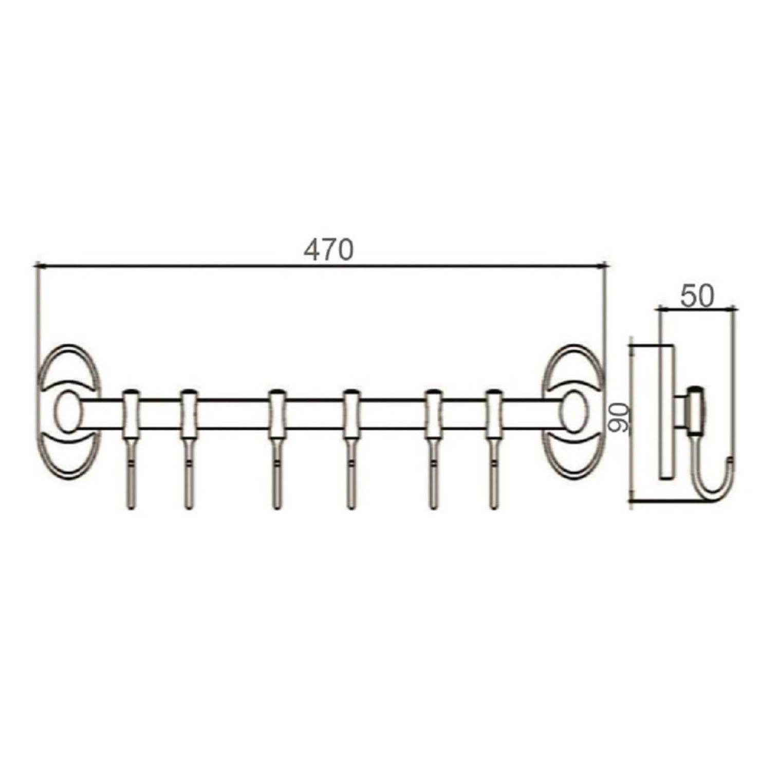 A5026 Держатель для полотенец трубчатый на шесть крючков