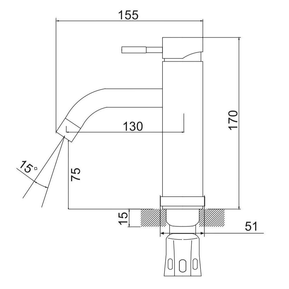 SUS128BL-001F Смеситель для умывальника, ø35