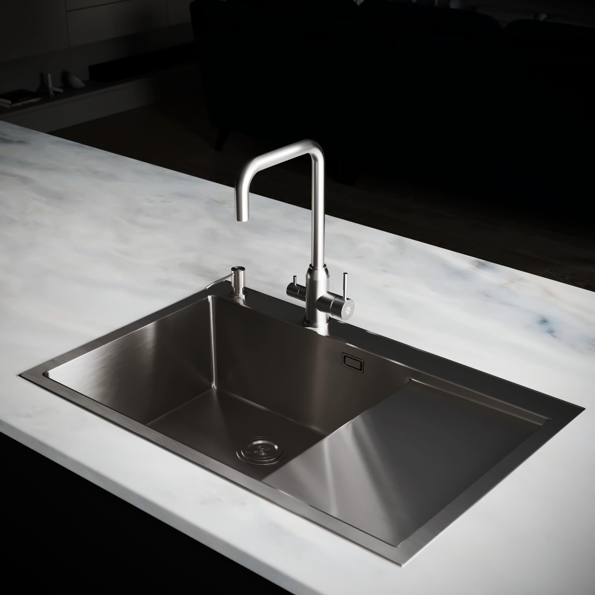 MRK-7851L Набор 2 в 1 РМС/кухонная мойка с правым крылом + дозатор