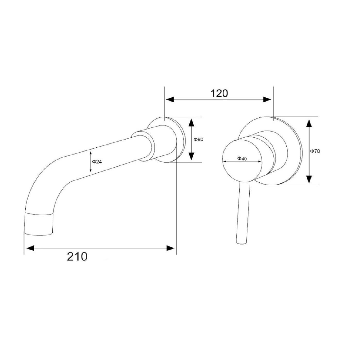 SUS129BL-3 Встраиваемый смеситель для умывальника, ø35