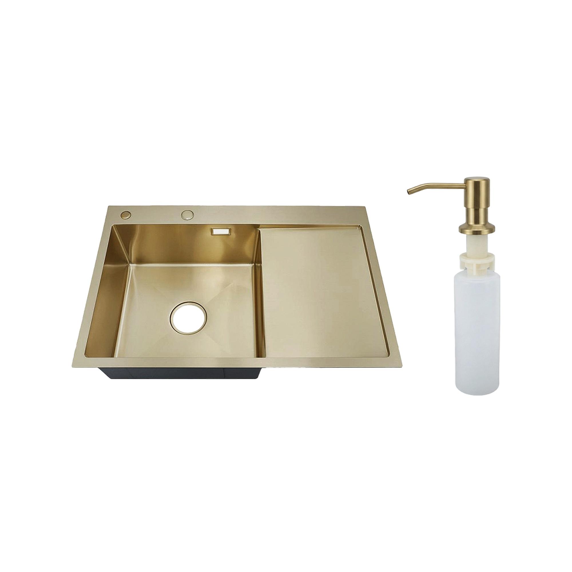 MRK-7851G L Набор 2 в 1 РМС/кухонная мойка с правым крылом + дозатор