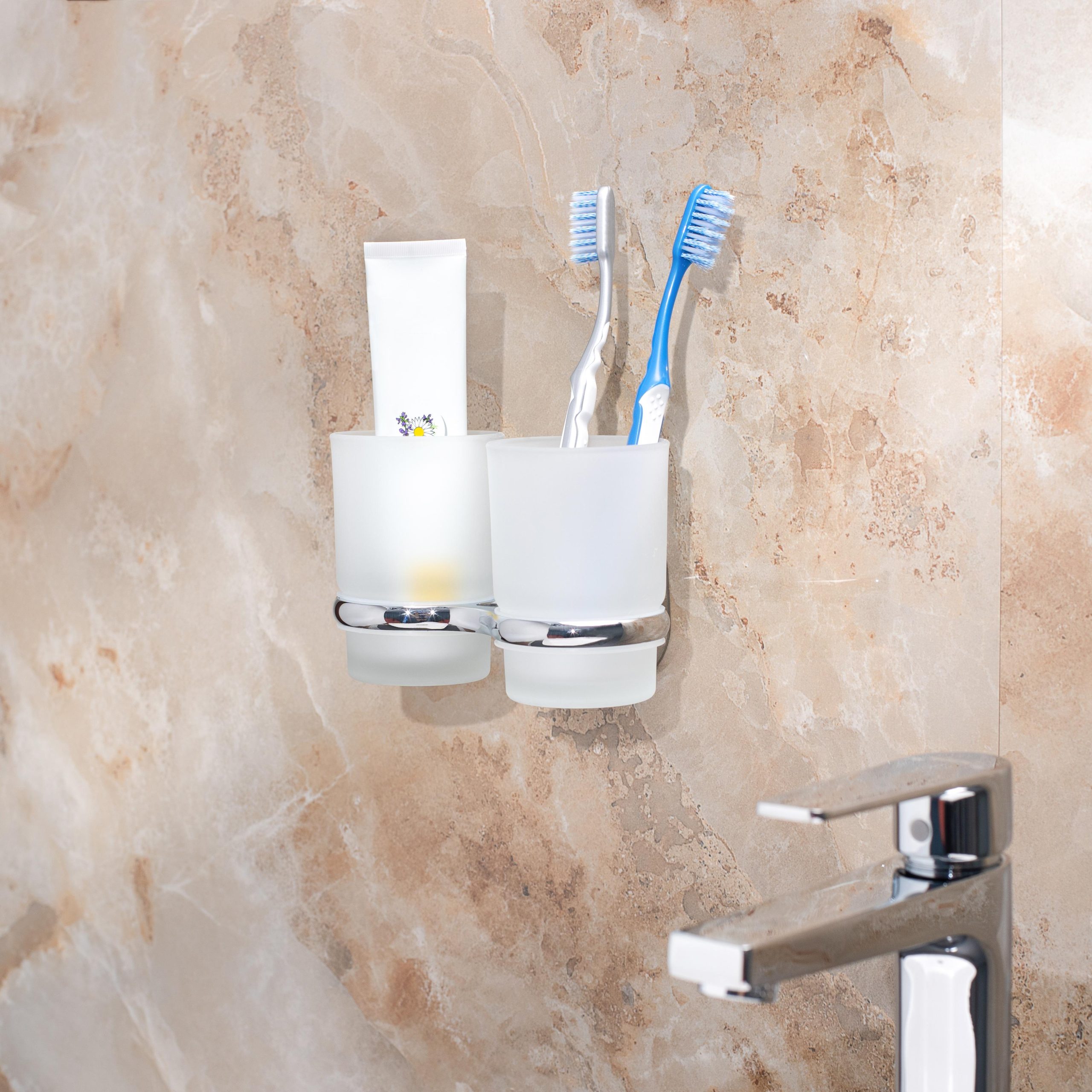 A6021 Стеклянный стакан  к стене двойной