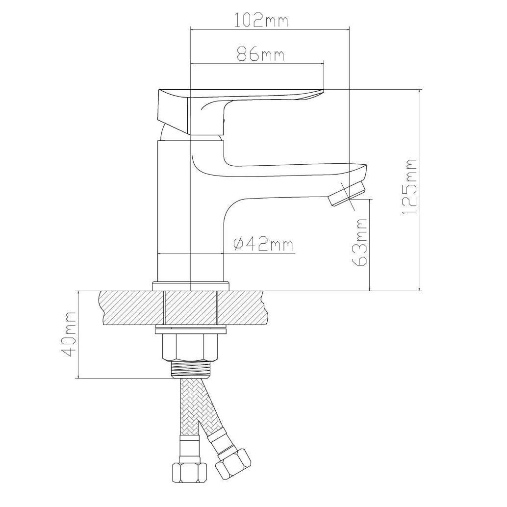 B8274-1J Смеситель для умывальника из Латуни, ø35