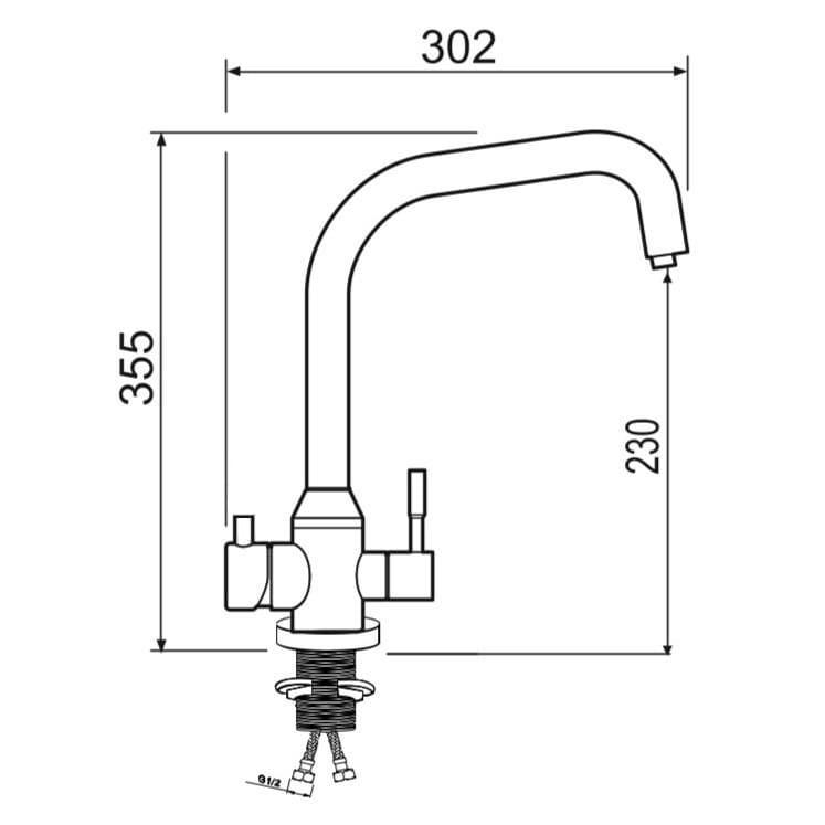 SUS124-017F-015 Смеситель для кухни с переключением фильтра для питьевой воды