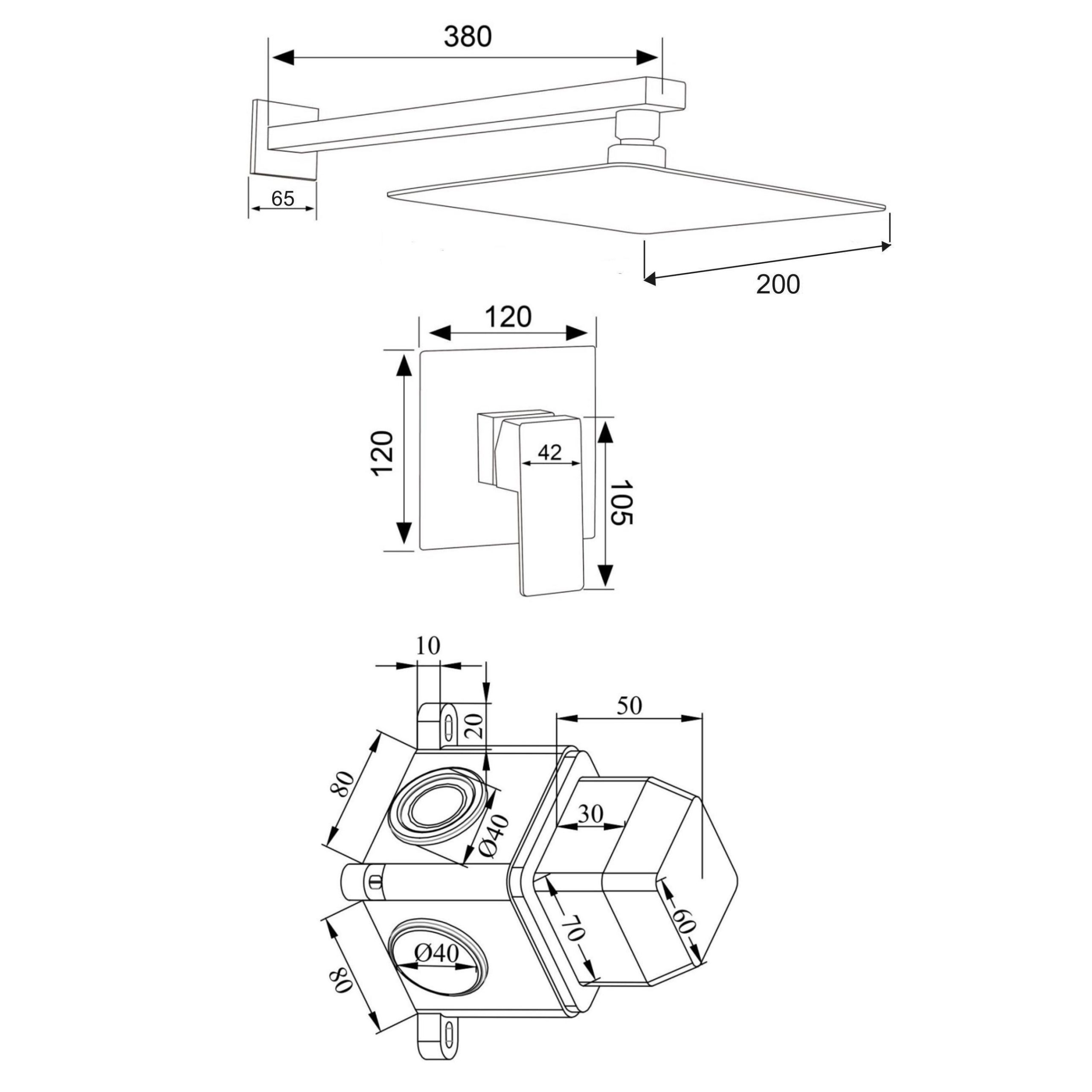 SUS129-2 Смеситель для ванны скрытого монтажа, ø35