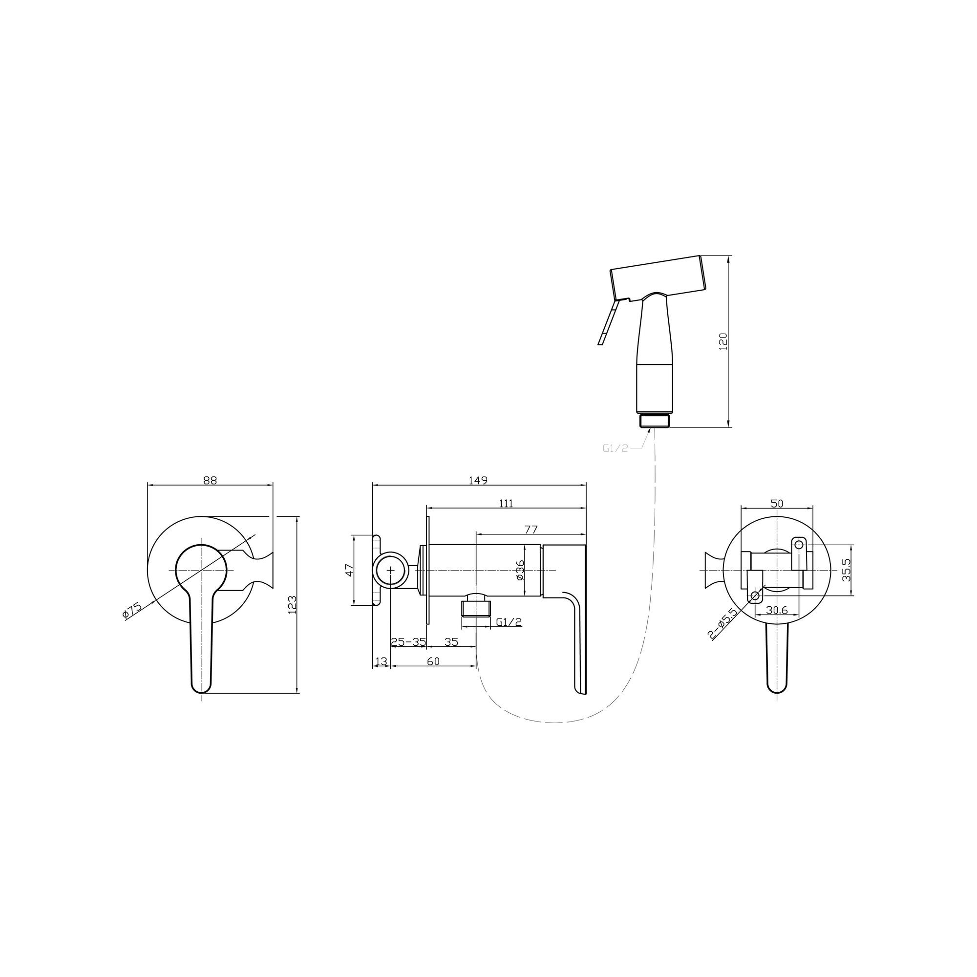 ВК-Б1105-11 Смеситель с гигиеническим душем, ø25