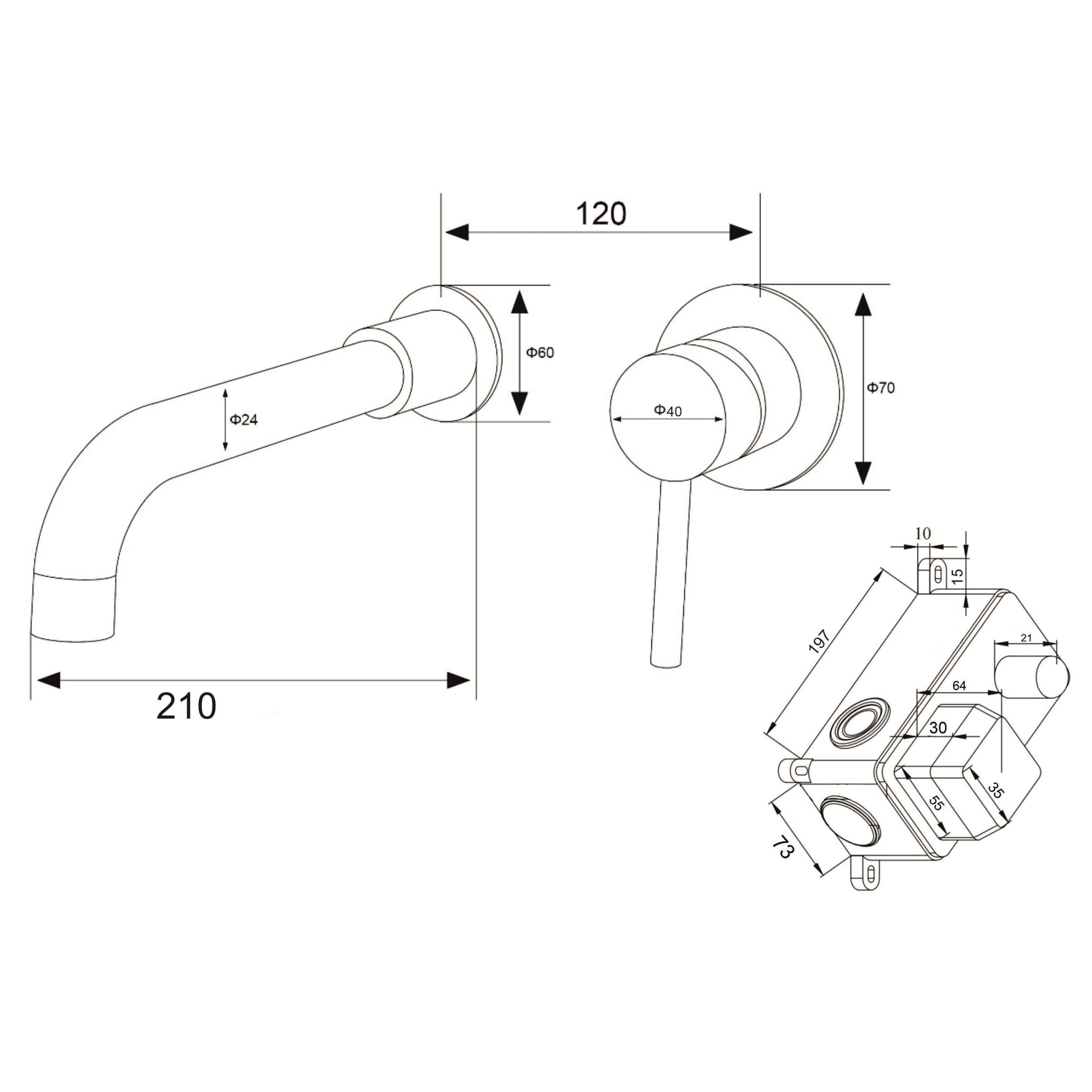 SUS129-3 Встраиваемый смеситель для умывальника, ø35