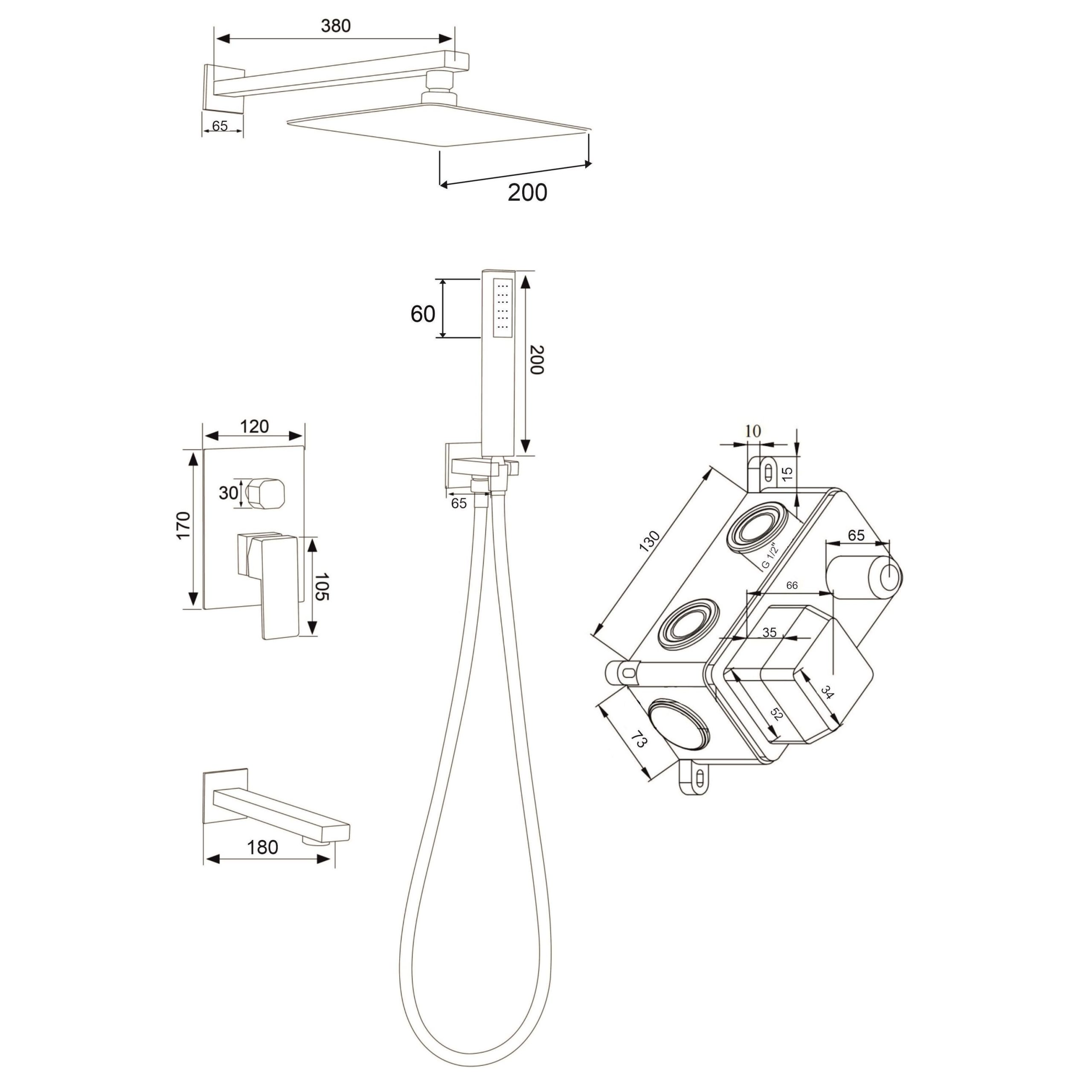 SUS129-2S Смеситель для ванны скрытого монтажа, ø35