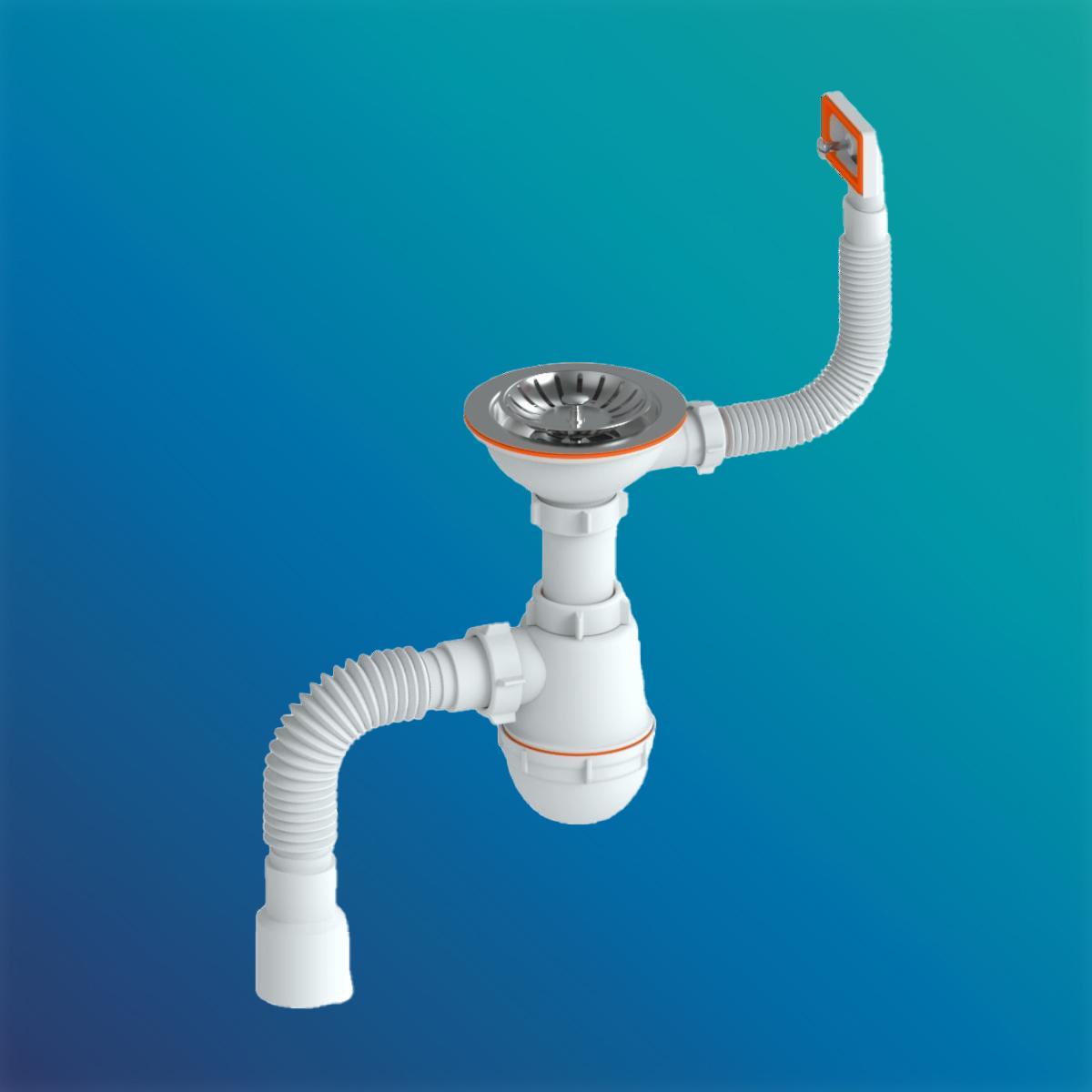 Сифон "РМС" СЕМ-П для мойки (прямоугольный перелив)