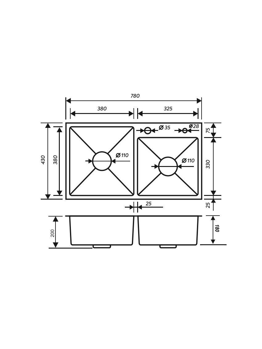 MR-7843BL Набор 3 в 1 РМС (кухонная мойка+ корзина раздвижная+ дозатор врезной)