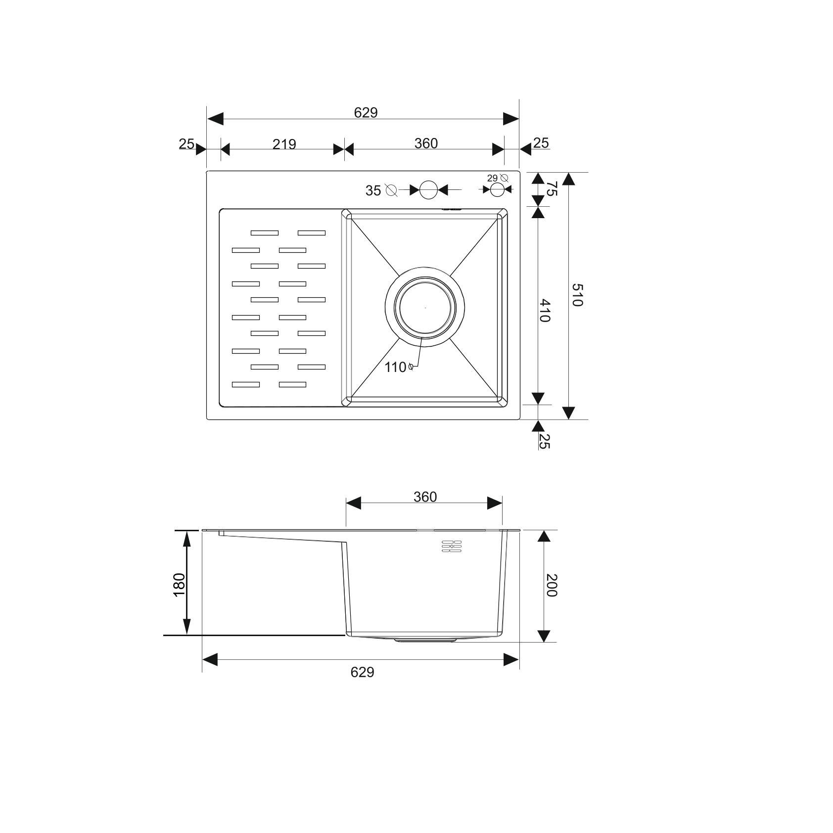 MRK-6350R Набор 2 в 1 РМС/ кухонная мойка с левым крылом + дозатор
