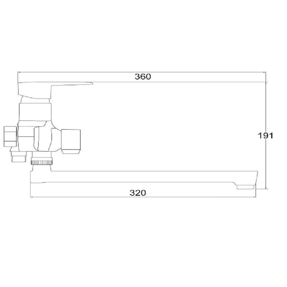 PL6CH-006E Смеситель для ванны с длинным изливом из высокопрочного пластика- ХРОМ
