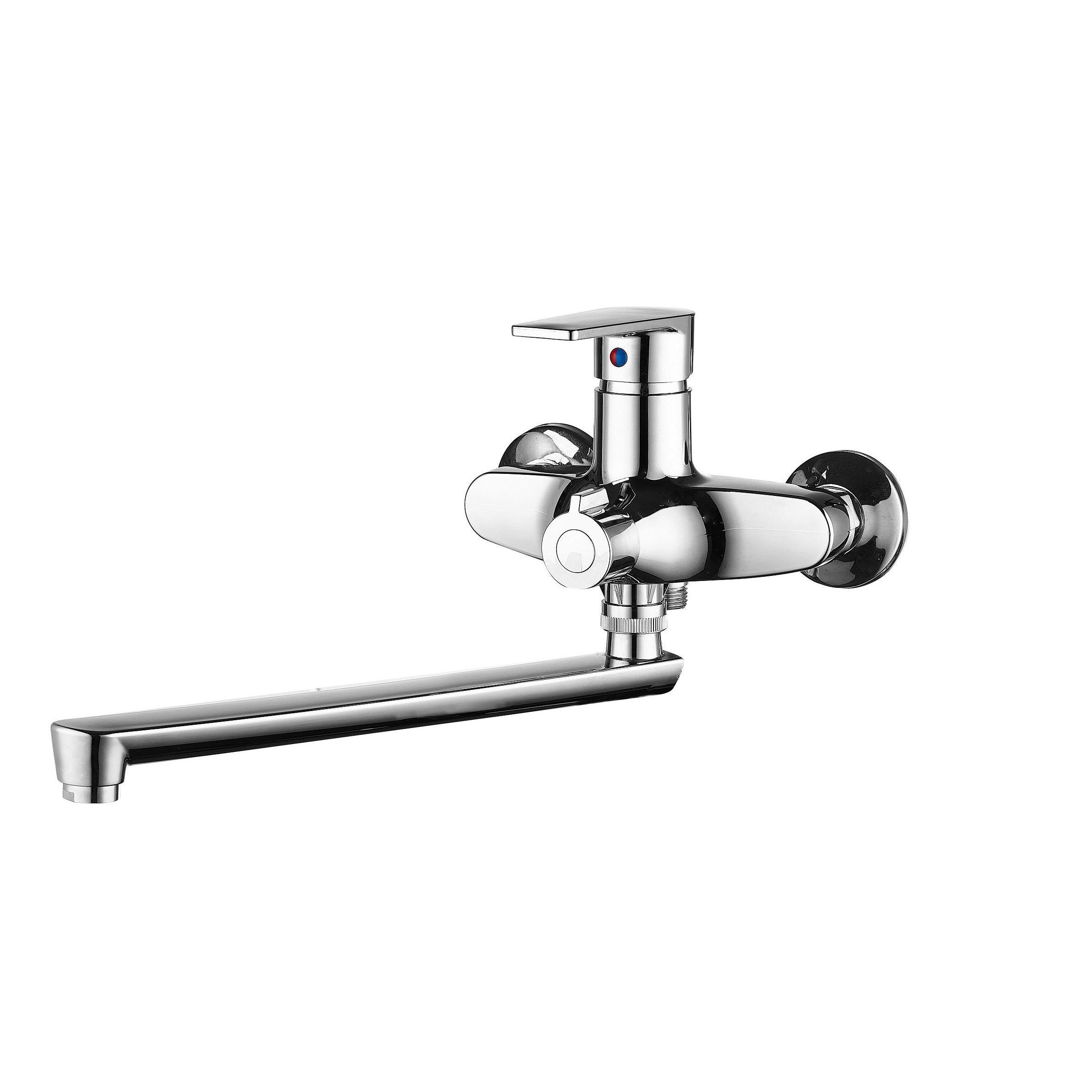 PL6CH-006E Смеситель для ванны с длинным изливом из высокопрочного пластика- ХРОМ