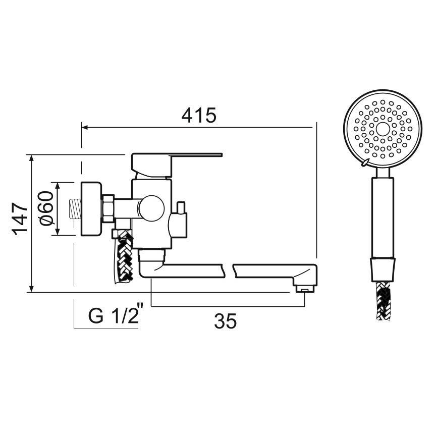 SUS124BL-006EP Смеситель для ванны, ø35