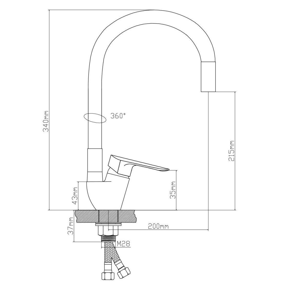 B8274-10F-E306A Смеситель для кухни из Латуни, ø35