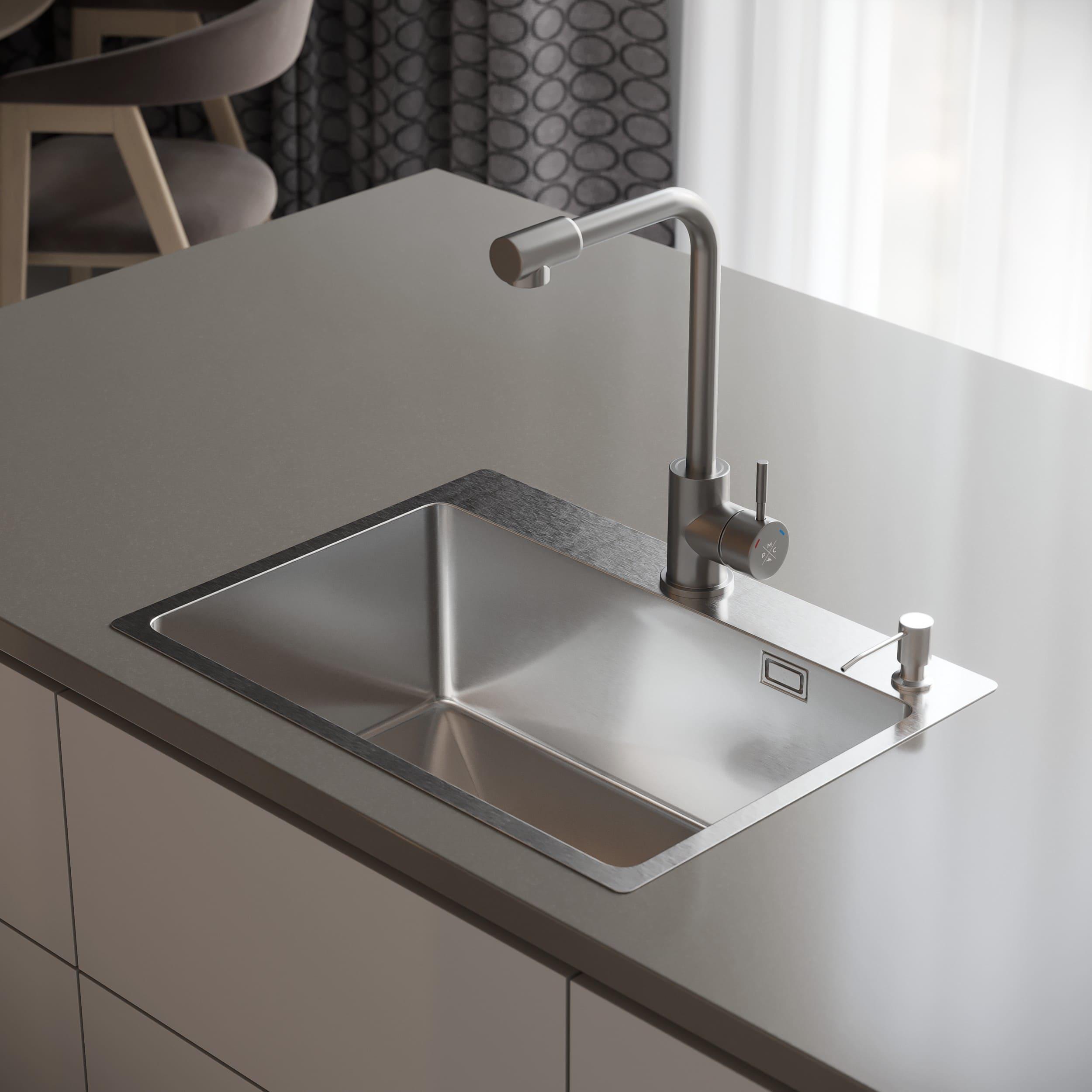 MR-5843 Набор 3 в 1 РМС (кухонная мойка+ корзина раздвижная+ дозатор врезной)