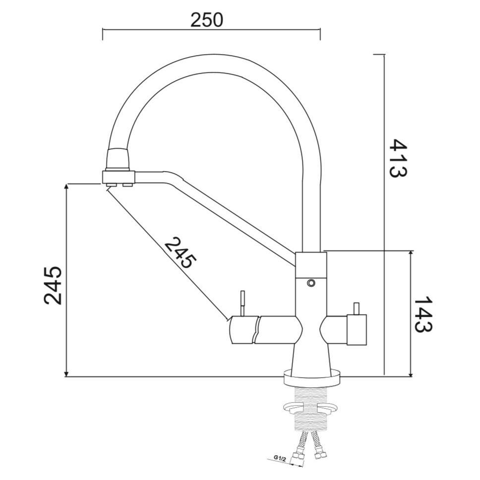 SUS127GY-016F-015 Смеситель для кухни с переключением фильтра, ø35