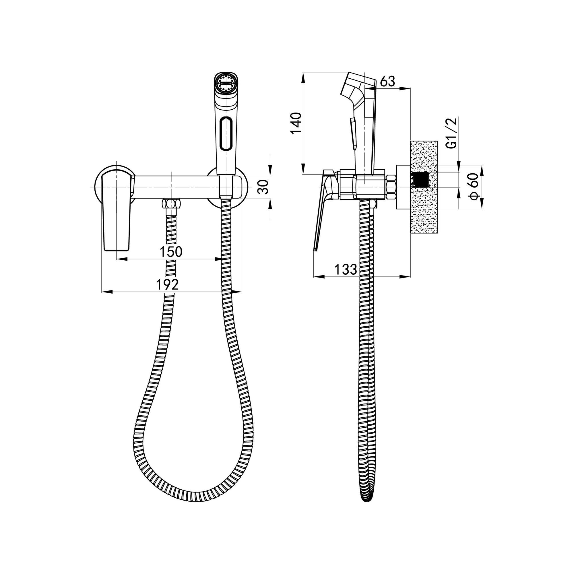 04-Б1002-21 Смеситель с гигиеническим душем, ø30