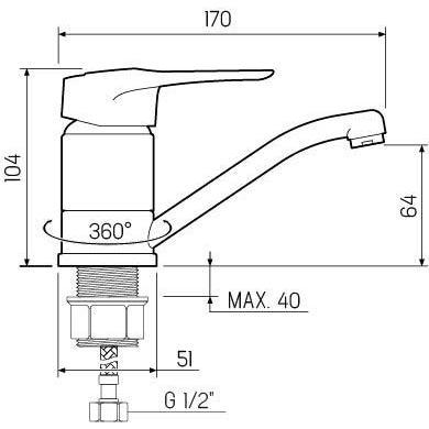 SL55-004F-15 Смеситель для кухни, ø40