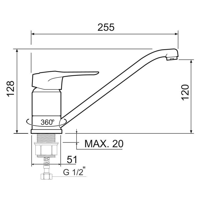 SL55-004F-25 Смеситель для кухни, ø40