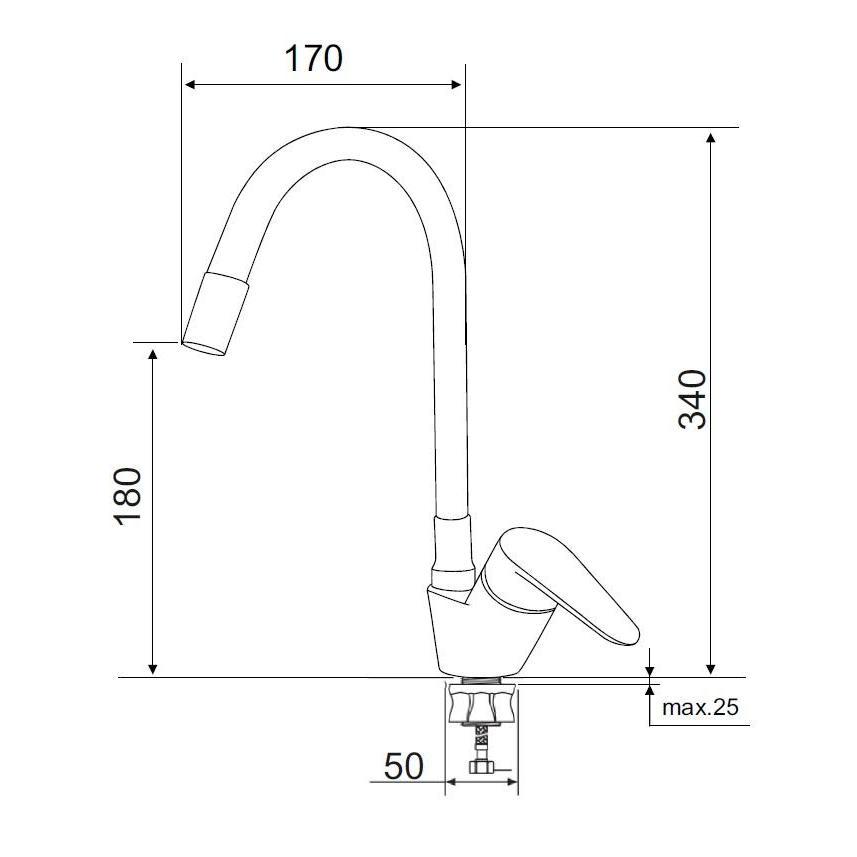 SUS126W-016F Смеситель для кухни, ø35