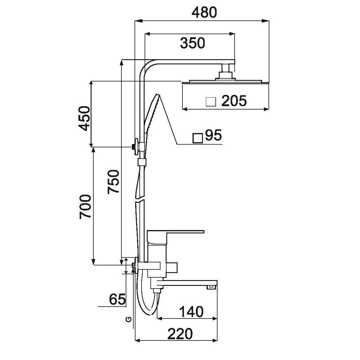 SL144-009DK Душевая система, Ø35